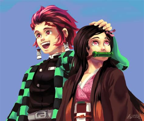 Kamado Siblings Kimetsu No Yaiba Neonndreamer Digital Art