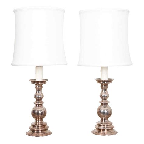 Pair Of Vintage European Silver Plate Candlestick Lamps At 1stdibs