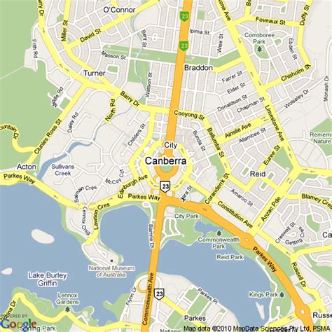 Map Of Canberra Australian Capital Territory Hotels Accommodation