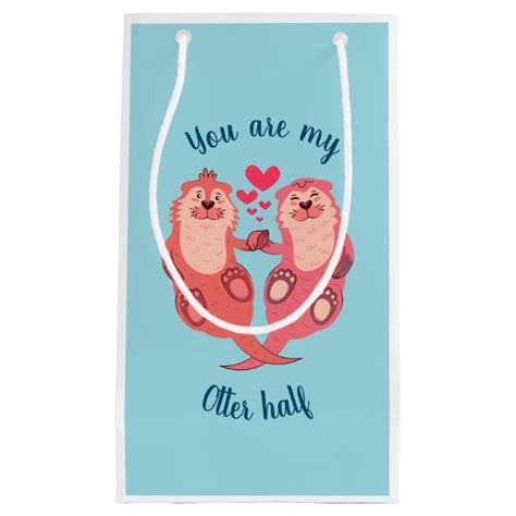 cute otters valentines day couple personalized small t bag