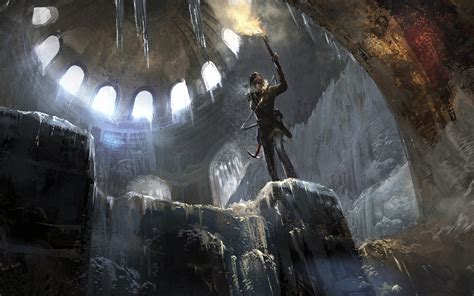 Wallpaper : video games, ruin, ice, cave, Lara Croft, Tomb Raider, Rise of the Tomb Raider ...