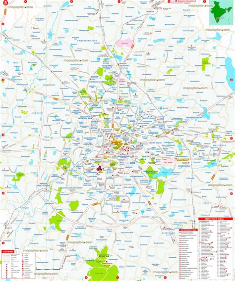 The map shows a map of karnataka with borders, cities and towns, expressways, main roads and streets, and the location of bengaluru international airport (iata code: Bangalore map HD - Bangalore city map HD (Karnataka - India)