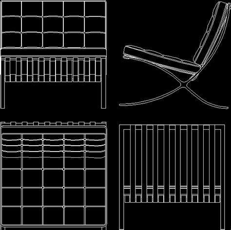 Mies Van Der Rohe The Barcelona Chair Dwg Block For Autocad • Designs Cad