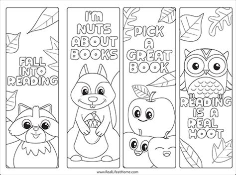 Cute Fall Bookmarks To Color For Kids Free Printable