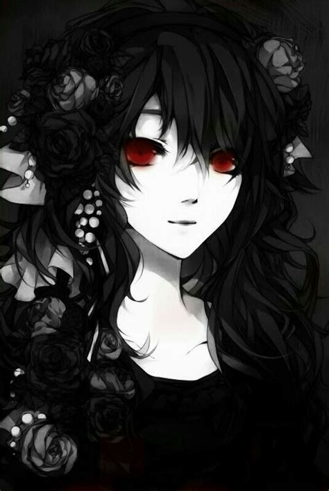 Anime Girl Black White Red Eyes Black ¤ White Pinterest Red Eyes