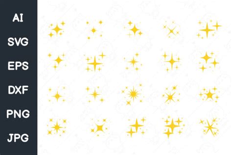 Sparkling Starsstar And Glittering Set Graphic By Foxgrafy · Creative