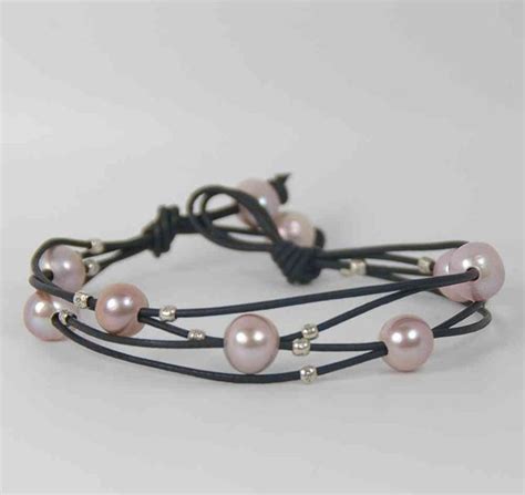 Leather Bracelet Multistrand Bracelet Freshwater Pearl