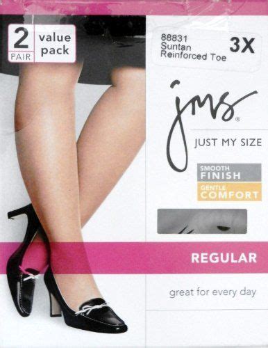 Jms Just My Size Pantyhose Regular Reinforced Toe Suntan X Pair Value Pack