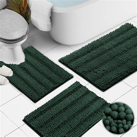 3 Pieces Bathroom Rug Set Ultra Soft Non Slip Bath Rug And Absorbent