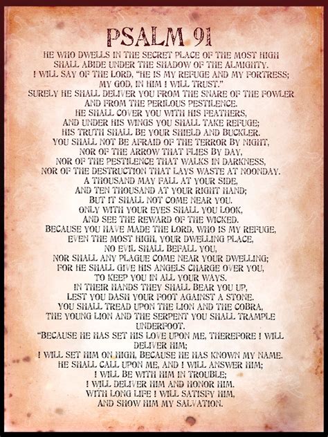 Printable Psalm 91 Prayer