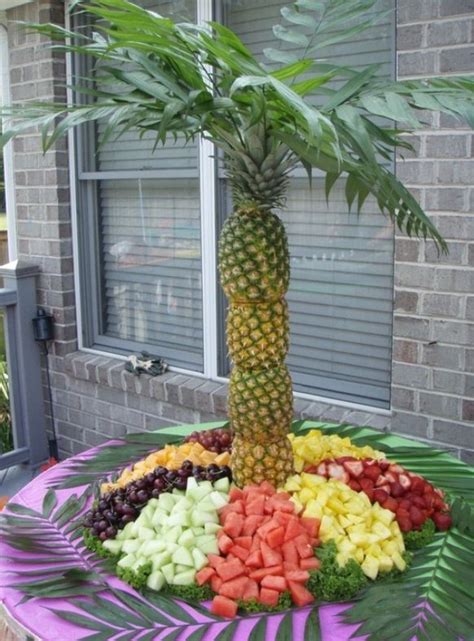 Party Fruit Platter Display Pineapple Palm Tree Luau Party