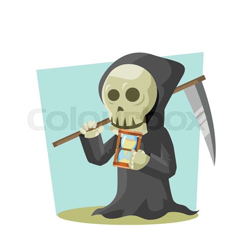Grim Reaper Holding Hourglass And Reaper Stock Vector Colourbox