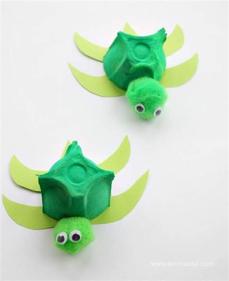 Egg Carton Turtle Recycled Kids Craft Emma Owl