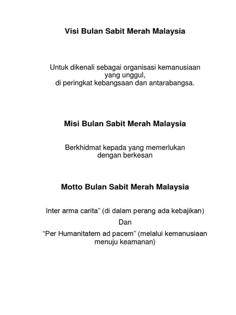 Visi Misi Dan Motto Bulan Sabit Merah Malaysia Pdf
