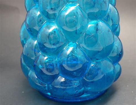 Blue Bubble Glass Vase Made In Italy Mid Century Empoli Aqua Etsy