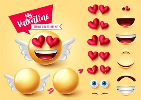 Emoji Creator Vector Set Design Emoticon 3d In Love And Happy