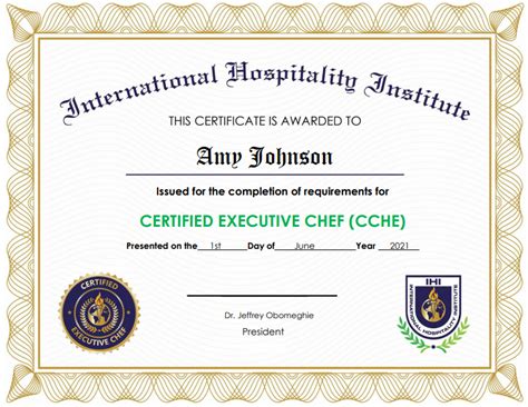 Certified Executive Chef Cche Certification International