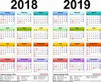 2018-2019 Calendar - free printable two-year PDF calendars