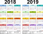 2018-2019 Calendar - free printable two-year PDF calendars