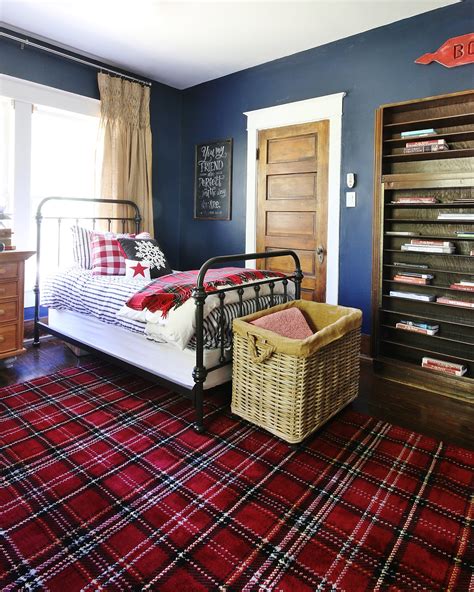 Simple And Inexpensive Navy And Red Plaid Bedroom Thistlewood Farm