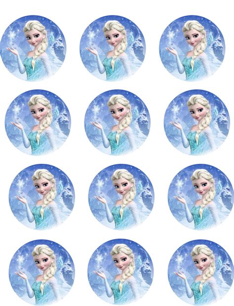 Frozen Elsa Rice Paper Cupcake Toppers 12 X 2 Inch Round Ebay