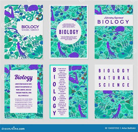 Set Of Biology Cards Science Templates And Banners Poster For Book