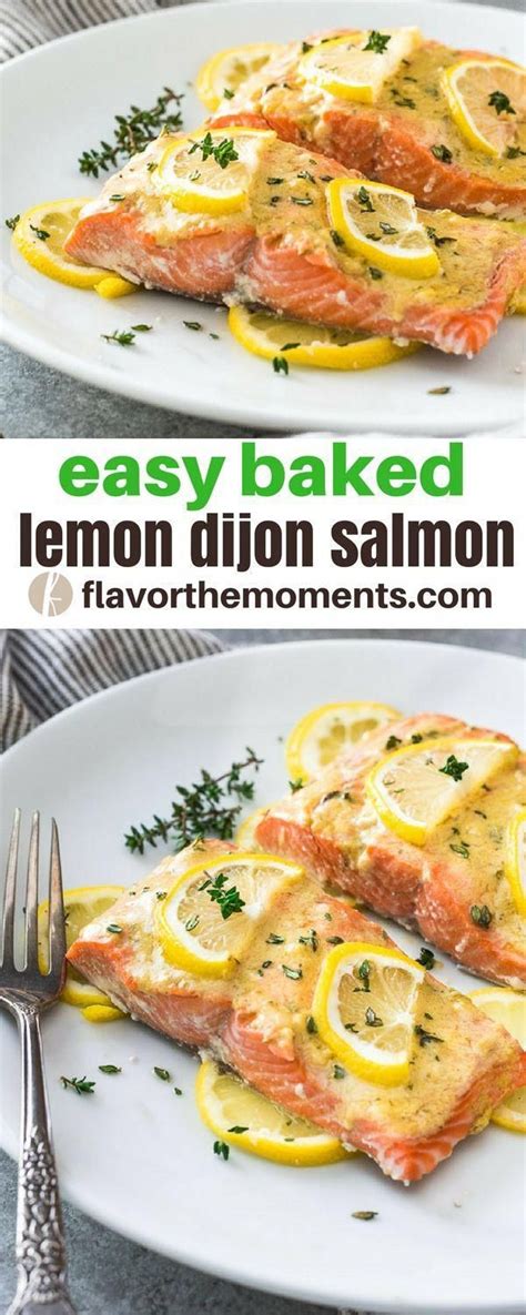 Easy baked salmon recipe with asparagus in a foil packet. Easy Baked Lemon Dijon Salmon is tender, delicious oven baked salmon fillets that take only 5 mi ...