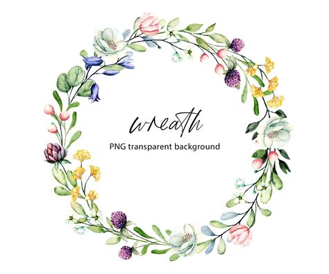 Wreath Watercolor Flowers Clipart Frame With Bouquets Etsy In 2021
