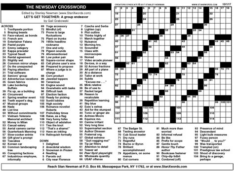 Newsday Crossword Puzzle Printable