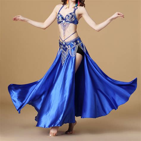 Professional Belly Dance Costume 2 3pcs Full Set Bra Top Hip Belt Long Skirt Hot Ebay