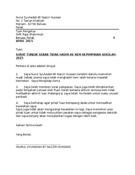 Doc Contoh Surat Kiriman Rasmi Memohon Maaf Nurul Syuhadah Nazzir