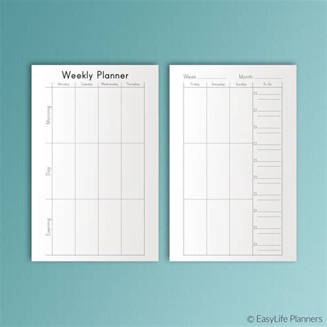 Weekly Planner Half Size 55 85 Printable Pdf