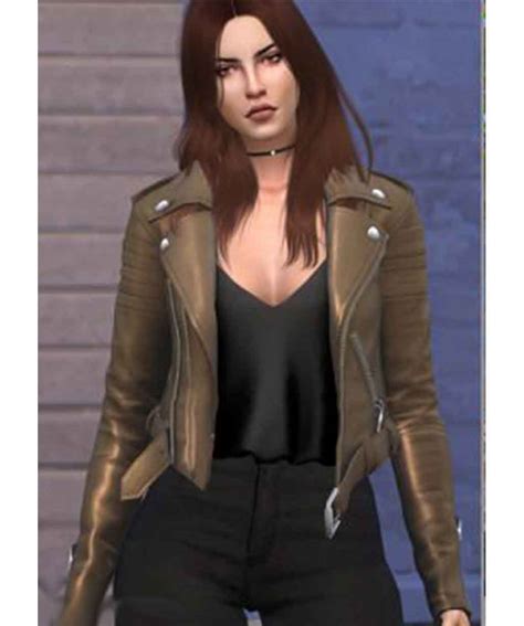 Sims 4 Brown Biker Quilted Womens Leather Jacket Usa Leather Factory