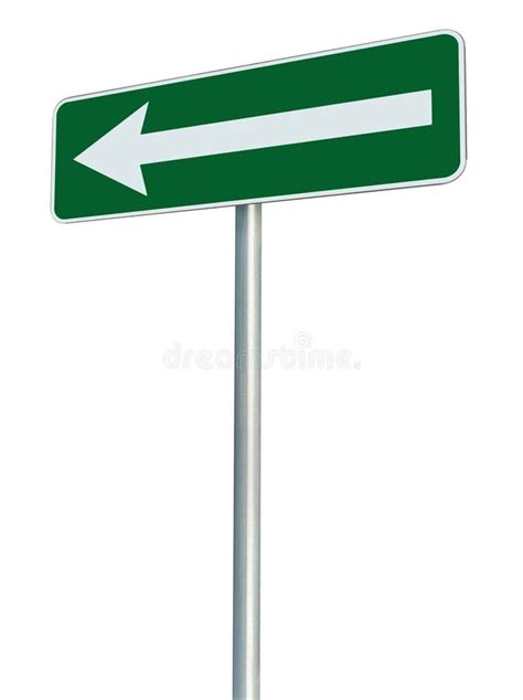 Left Traffic Route Only Direction Sign Turn Pointer Green Isolated