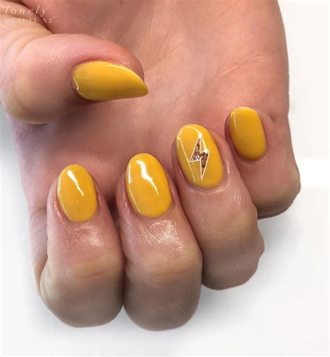Purple nails with lightning, silver piercing added. Mustard and rose gold glitter lightning bolt for Kayla. ⚡️ ...