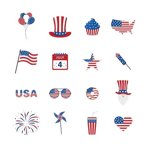 Premium Vector Set Of Icons For Independence Day Of Usa Holiday