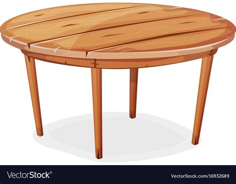 Illustration Of A Cartoon Funny Rounded Wooden Kitchen Or Garden Table