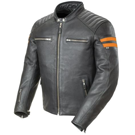 Joe Rocket Classic 92 Mens Black And Orange Leather Motorcycle Jacket