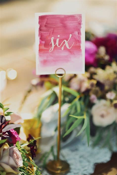 Watercolor Table Number Idea Wedding Table