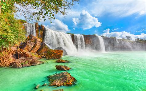 You could download and install the wallpaper and use it for your desktop computer. Dry Nur Beautiful Waterfall In Vietnam With Turquoise ...