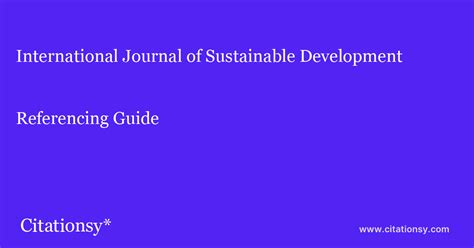 international journal of sustainable development and world ecology referencing guide
