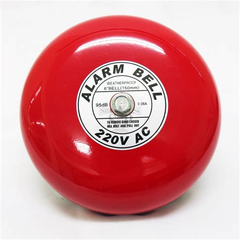 6-inch 240V Weatherproof Electrical Alarm Bell (Red)