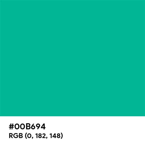 Mint Leaf Color Hex Code Is 00b694