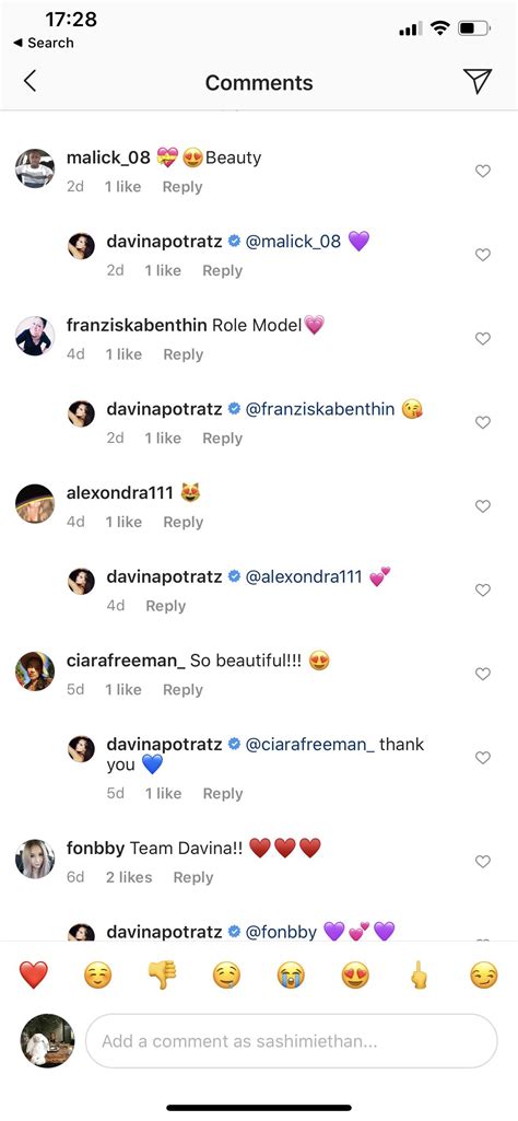 I Dont Understand Instagram Every Comment Under Davinas Post Is Like