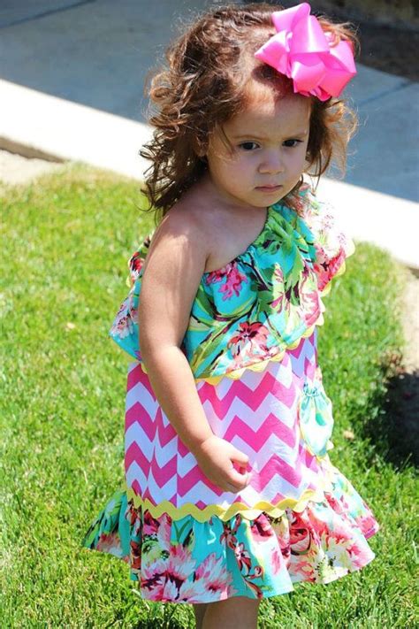 Toddler Girls One Shoulder Dress With Ruffles By Babylovenmore 3200