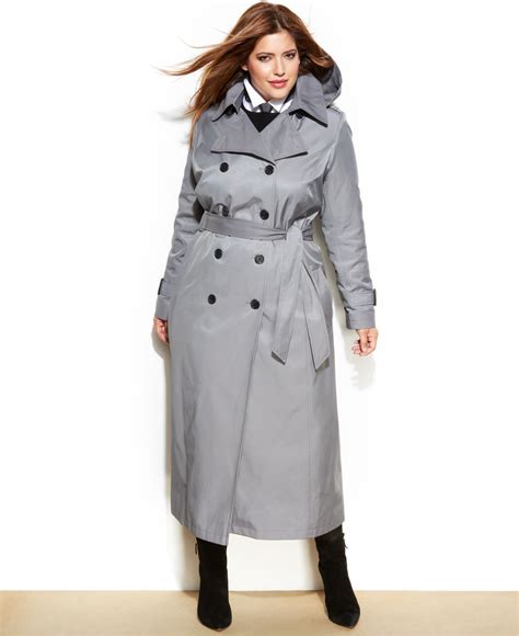 Lyst Dkny Plus Size Maxi Trench Coat In Gray