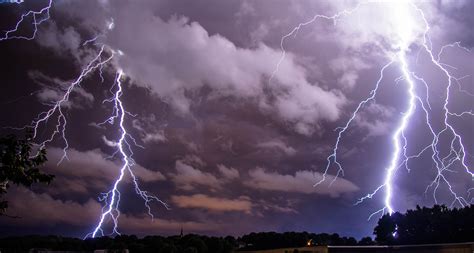 Lightning Night Light Nature Storm Cities Sky Landscapes