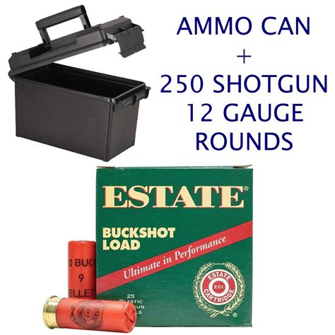 Bullseye North Combo 250 Rounds Estate 12 Gauge 00 Buckshot And Ammo Can