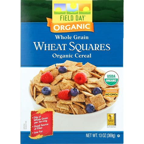 Field Day Cereal Organic Whole Grain Wheat Squares 13 Oz Case
