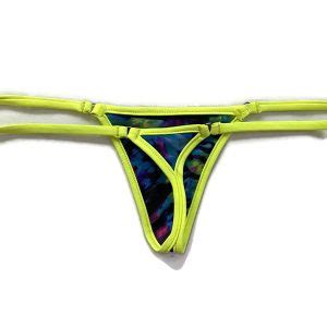 Ultra Nano Neon Tie Dye Sheer G String Bikini Set Micro Gigi